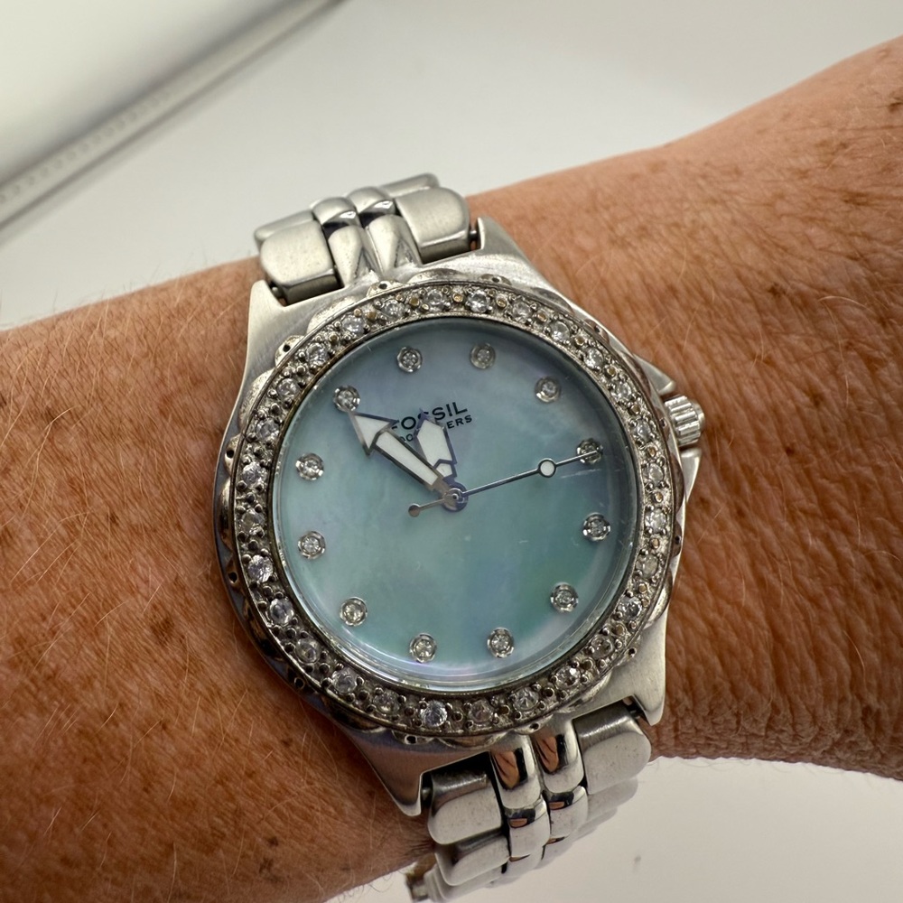 Fossil Rhinestone stainless steal watch. AM3480 - Picture 6 of 7